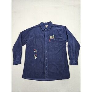 Disney Store Rare Jiminy Cricket Brushed  Denim Button Shirt Shacket Men L VTG